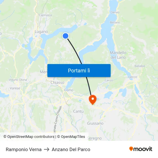 Ramponio Verna to Anzano Del Parco map