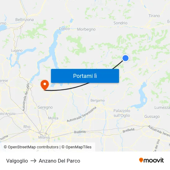 Valgoglio to Anzano Del Parco map