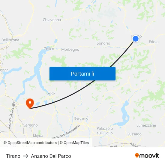 Tirano to Anzano Del Parco map