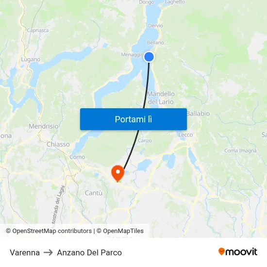 Varenna to Anzano Del Parco map