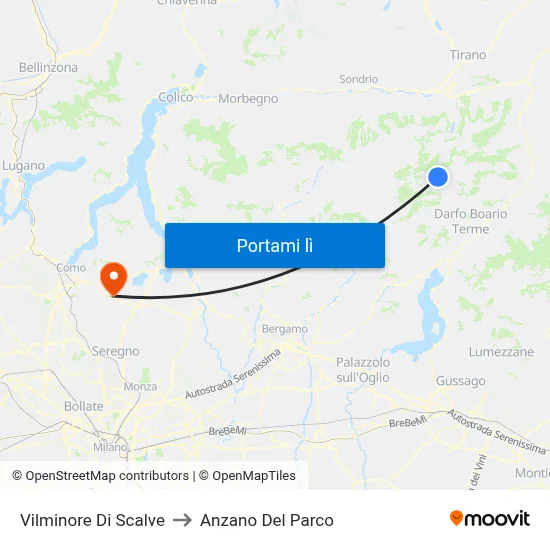 Vilminore Di Scalve to Anzano Del Parco map