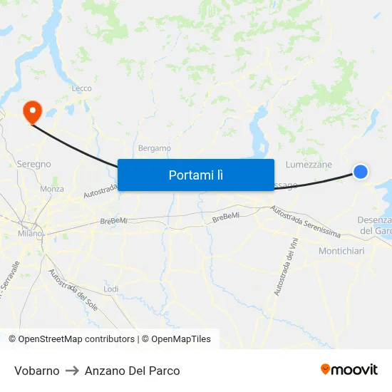 Vobarno to Anzano Del Parco map