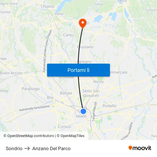 Sondrio to Anzano Del Parco map