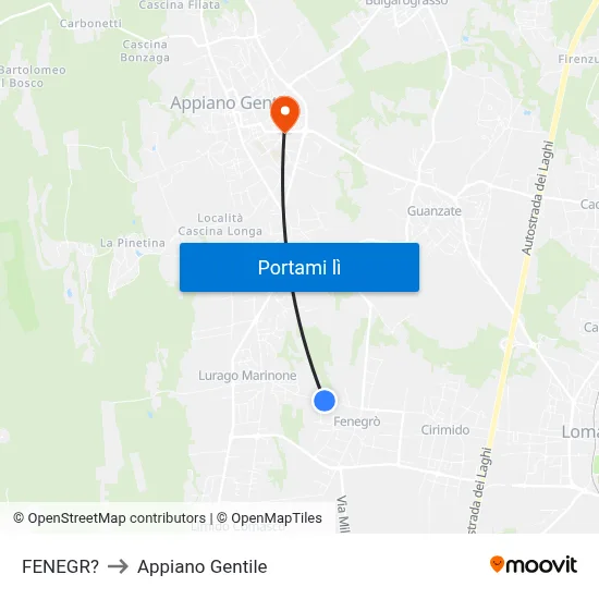 FENEGR? to Appiano Gentile map
