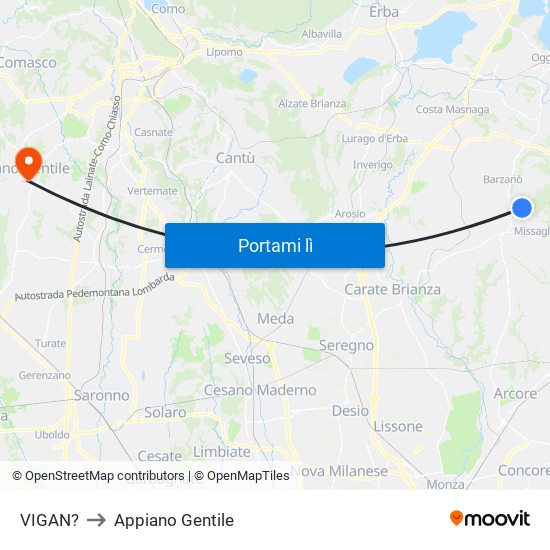 VIGAN? to Appiano Gentile map