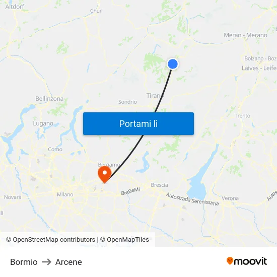 Bormio to Arcene map
