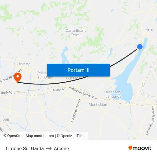 Limone Sul Garda to Arcene map