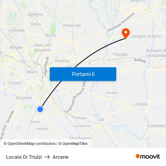 Locate Di Triulzi to Arcene map