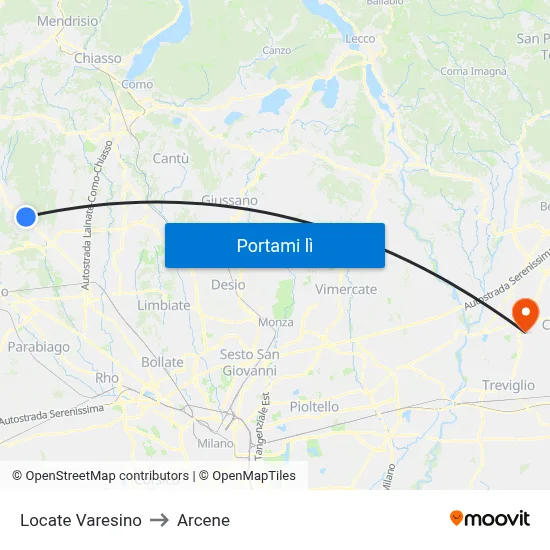 Locate Varesino to Arcene map