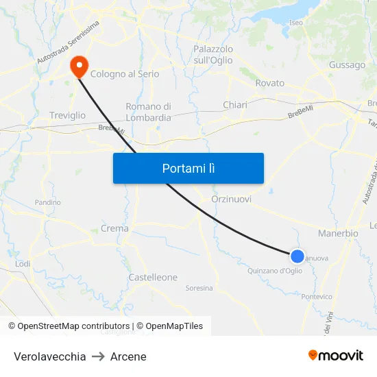 Verolavecchia to Arcene map