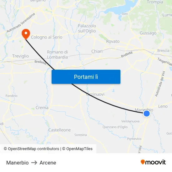 Manerbio to Arcene map