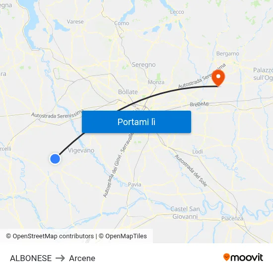 ALBONESE to Arcene map
