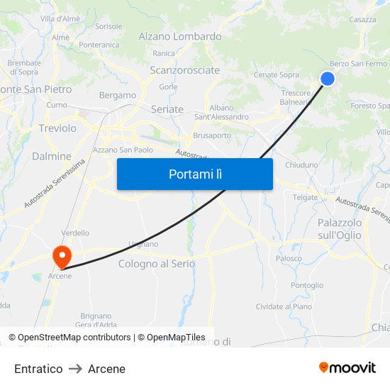 Entratico to Arcene map
