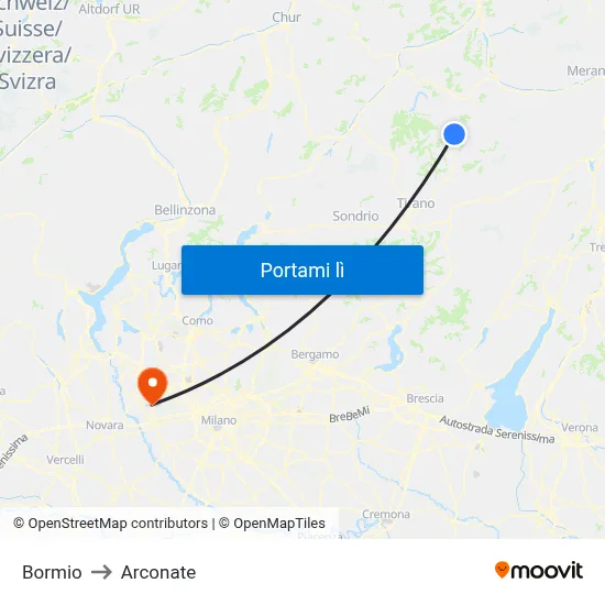 Bormio to Arconate map
