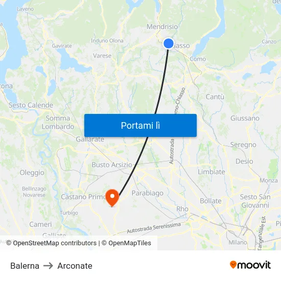 Balerna to Arconate map