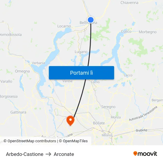 Arbedo-Castione to Arconate map