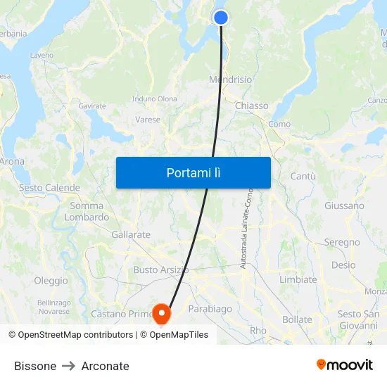 Bissone to Arconate map