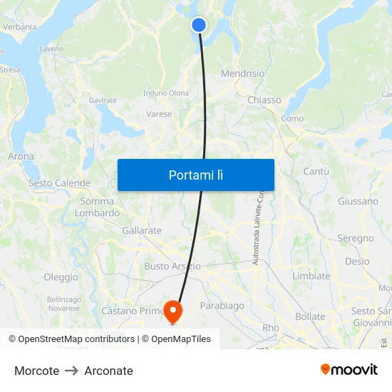 Morcote to Arconate map