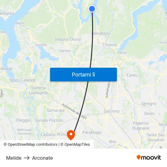 Melide to Arconate map