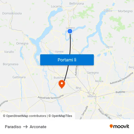 Paradiso to Arconate map