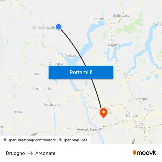Druogno to Arconate map