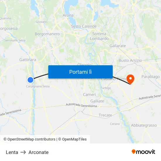 Lenta to Arconate map