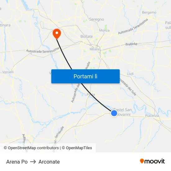 Arena Po to Arconate map