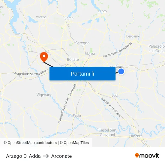 Arzago D' Adda to Arconate map