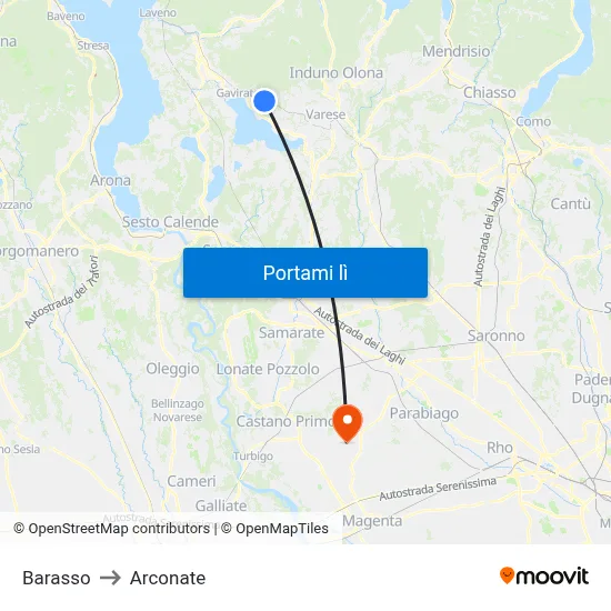Barasso to Arconate map