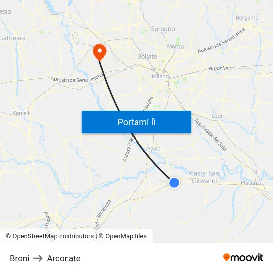 Broni to Arconate map