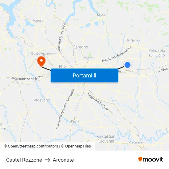 Castel Rozzone to Arconate map