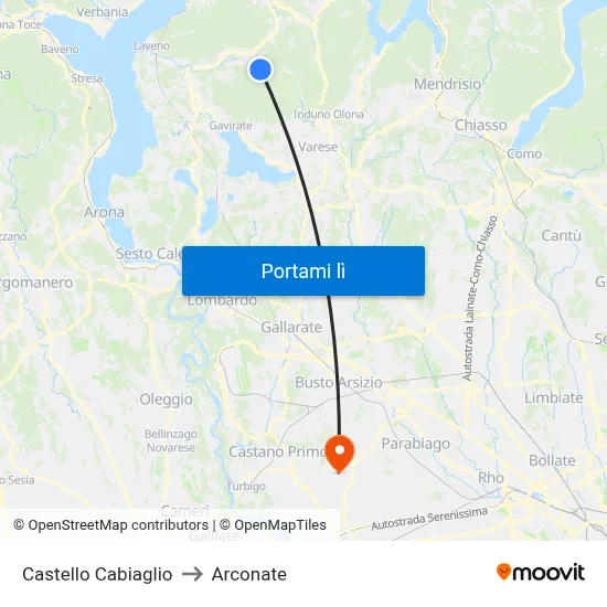 Castello Cabiaglio to Arconate map