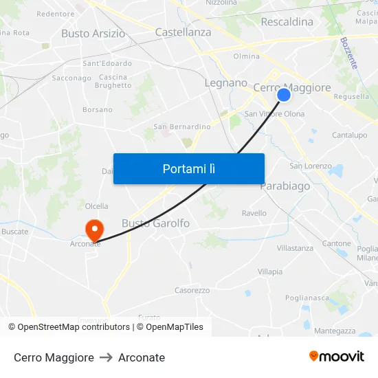 Cerro Maggiore to Arconate map