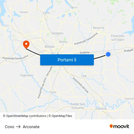 Covo to Arconate map