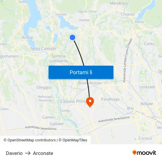 Daverio to Arconate map