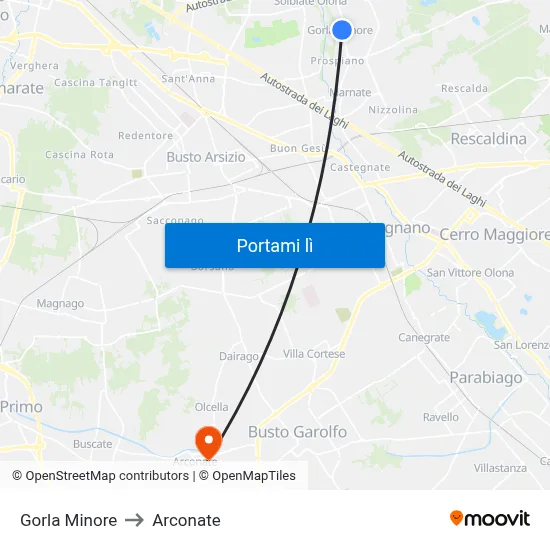 Gorla Minore to Arconate map