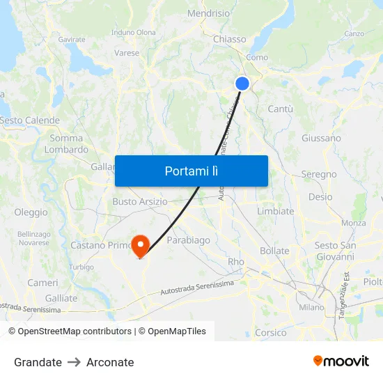 Grandate to Arconate map