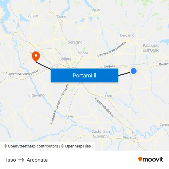 Isso to Arconate map