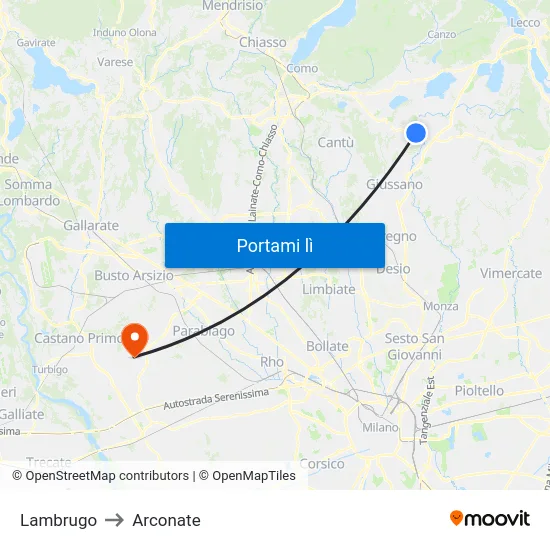 Lambrugo to Arconate map