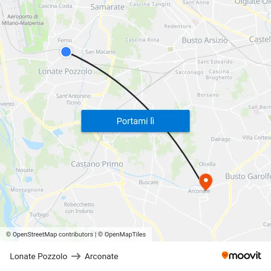 Lonate Pozzolo to Arconate map