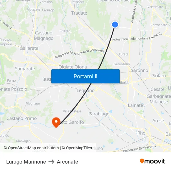 Lurago Marinone to Arconate map