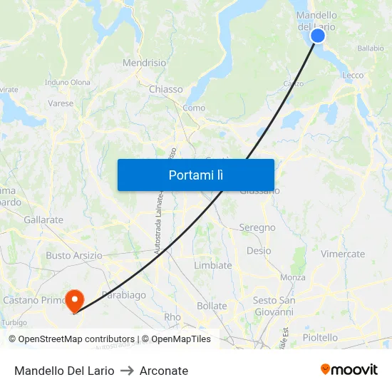 Mandello Del Lario to Arconate map