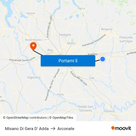 Misano Di Gera D' Adda to Arconate map