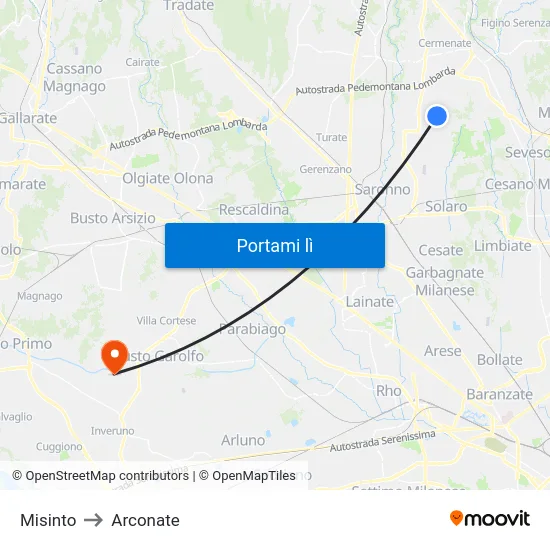 Misinto to Arconate map