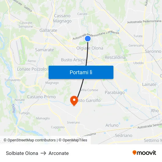 Solbiate Olona to Arconate map