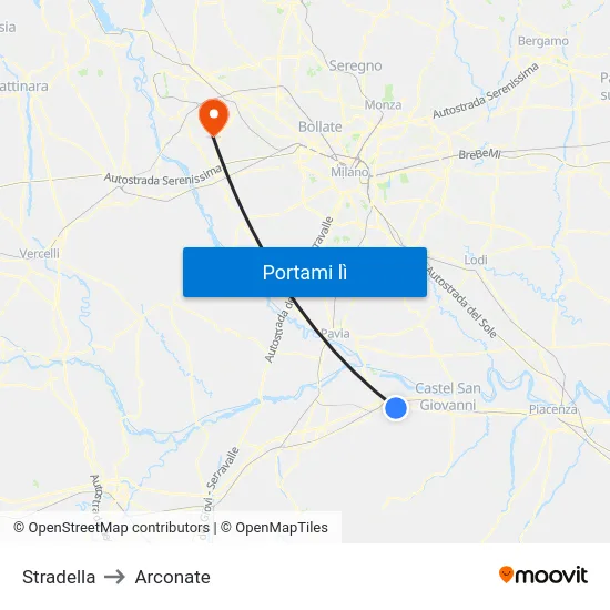 Stradella to Arconate map