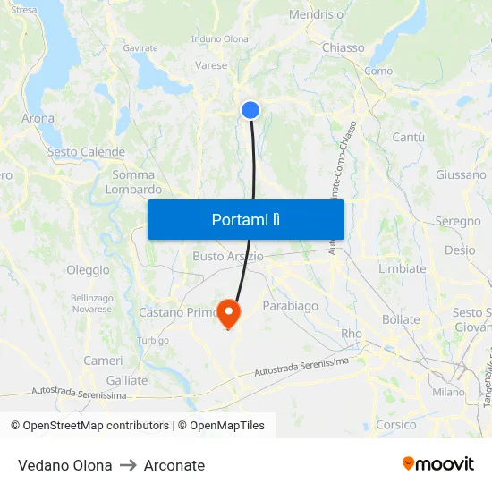 Vedano Olona to Arconate map