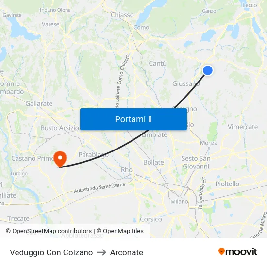 Veduggio Con Colzano to Arconate map