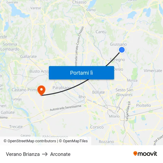 Verano Brianza to Arconate map