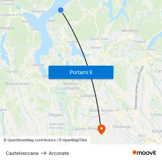 Castelveccana to Arconate map